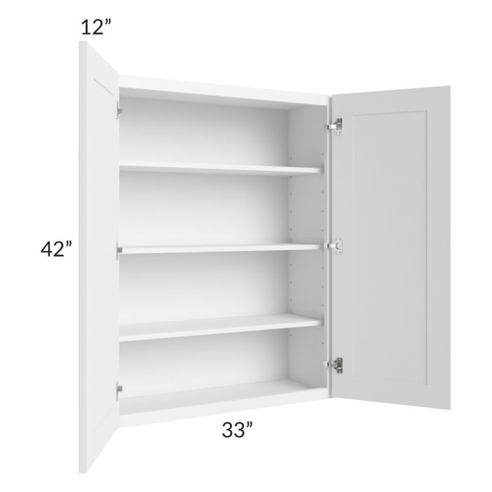 RTA Aspen White Shaker 33" x 42" Wall Cabinet with 2 Decorative End Panels