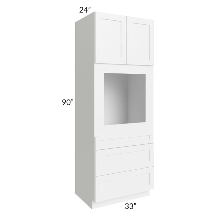 RTA Aspen White Shaker 33" x 90" Oven Cabinet with 2 Decorative Panels