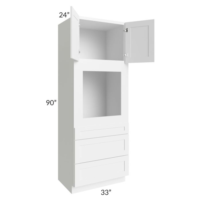 RTA Aspen White Shaker 33" x 90" Oven Cabinet with 2 Decorative Panels