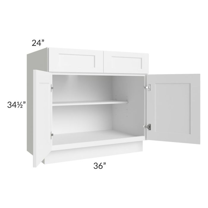 RTA Aspen White Shaker 36" Base Cabinet with 1 Roll Out Tray