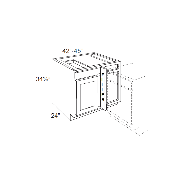 RTA Aspen White Shaker 42"-45" Blind Base Corner Cabinet