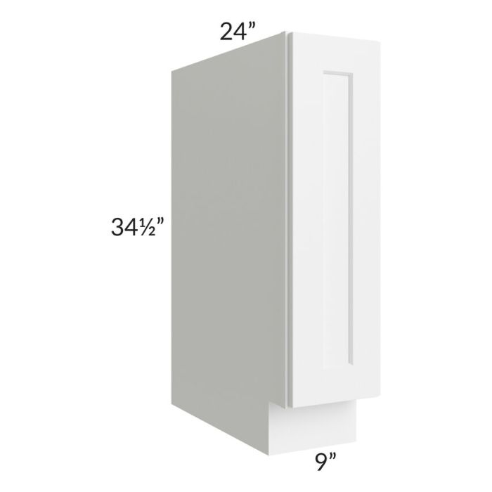 RTA Aspen White Shaker 9" Full Height Door Base Cabinet with 1 Decorative End Panel