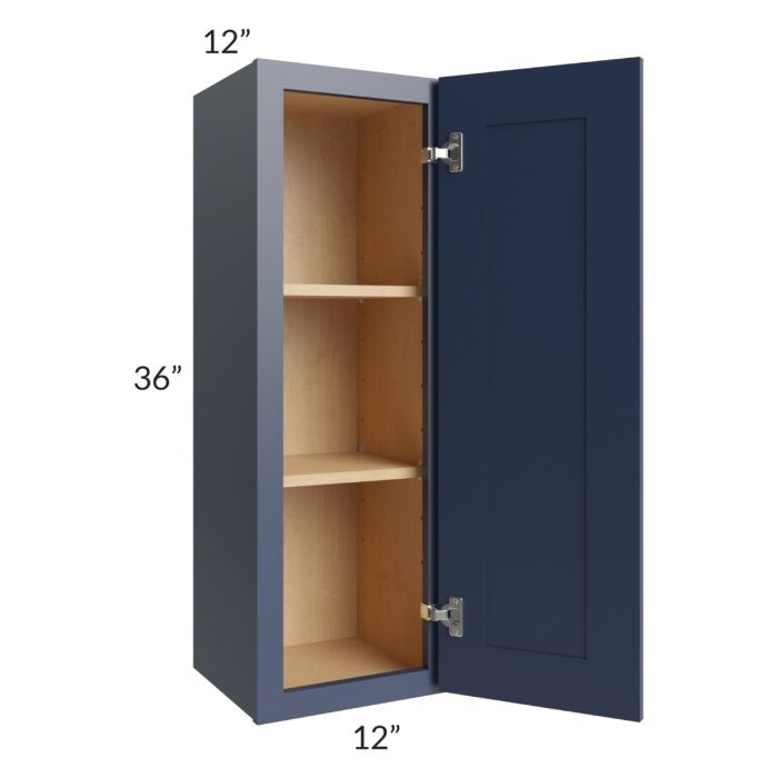 RTA Bayville Blue 12" x 36" Wall Cabinet with 1 Decorative End Panel
