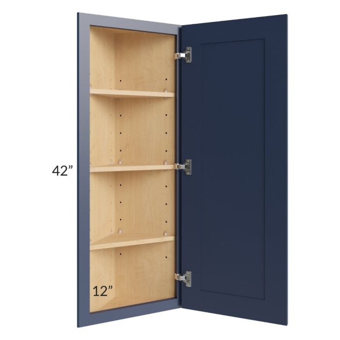 RTA Bayville Blue 12" x 42" Wall End Angle Cabinet with 2 Decorative End Panels