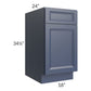 RTA Bayville Blue 18" Base Cabinet with 1 Decorative End Panel and 2 Roll Out Trays