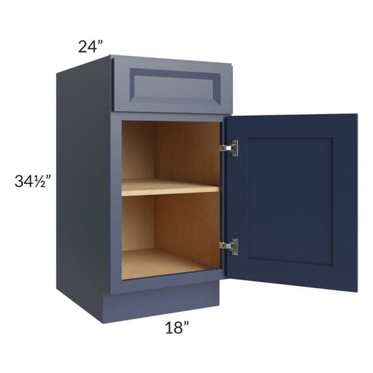 RTA Bayville Blue 18" Base Cabinet with 1 Roll Out Tray