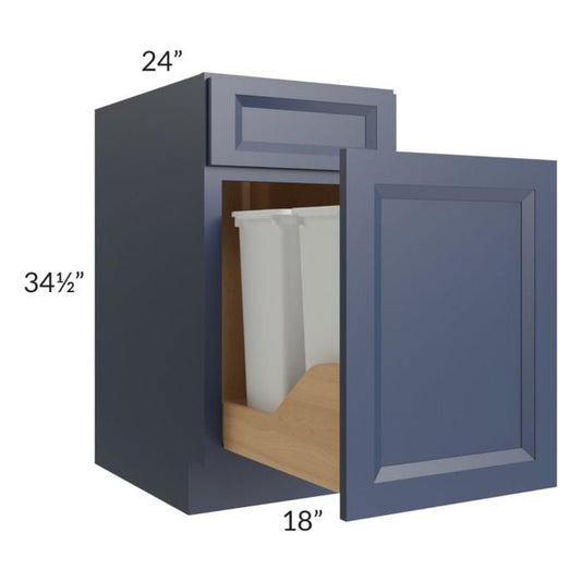 RTA Bayville Blue 18" Trash Pullout Base Cabinet
