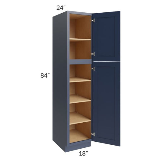 RTA Bayville Blue 18" x 84" Wall Pantry Cabinet with 1 Decorative End Panel