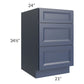 RTA Bayville Blue 21" 3-Drawer Base Cabinet with 1 Decorative End Panel
