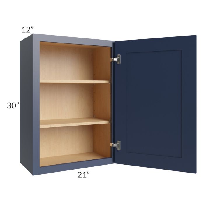 RTA Bayville Blue 21" x 30" Wall Cabinet with 2 Decorative End Panels