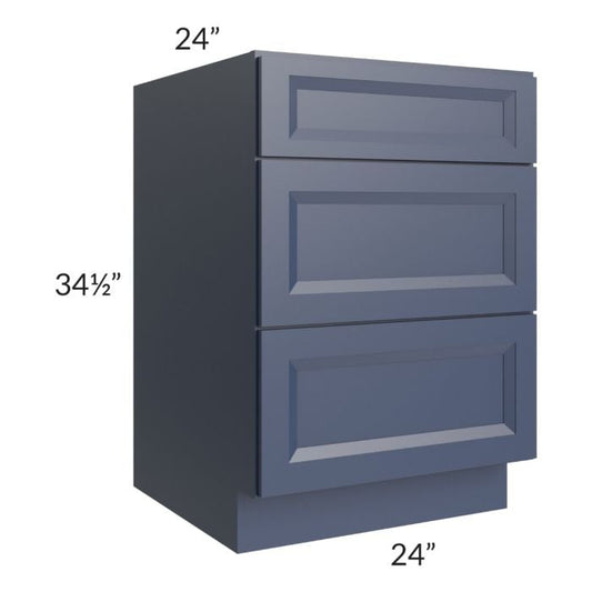 RTA Bayville Blue 24" 3-Drawer Base Cabinet