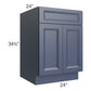 RTA Bayville Blue 24" Base Cabinet with 1 Decorative End Panel and 2 Roll Out Trays