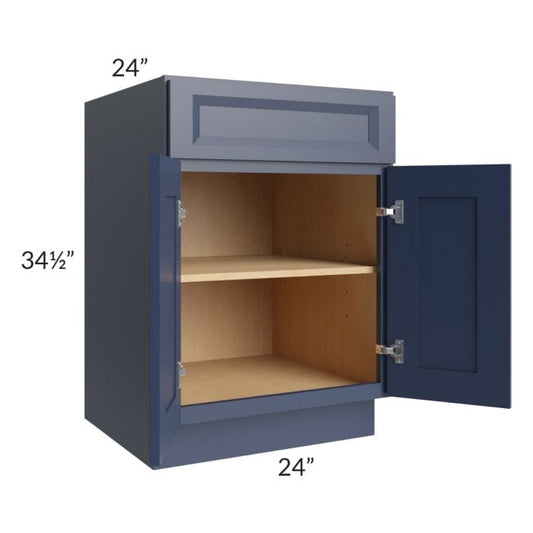 RTA Bayville Blue 24" Base Cabinet with 2 Decorative End Panels and 1 Roll Out Tray