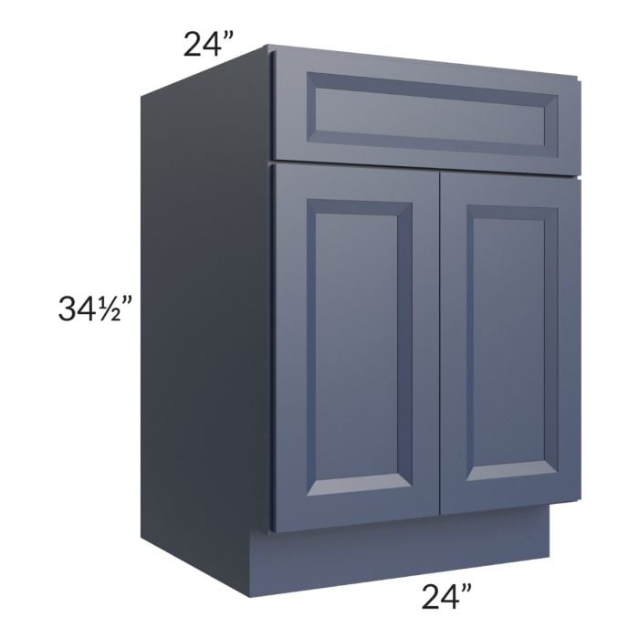 RTA Bayville Blue 24" Base Cabinet with 2 Decorative End Panels and 2 Roll Out Trays