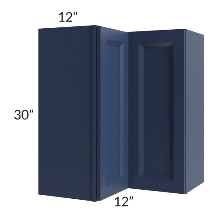 RTA Bayville Blue 24" x 30" Easy Reach Wall Cabinet with 2 Decorative End Panels