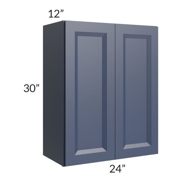 RTA Bayville Blue 24" x 30" Wall Cabinet with 1 Decorative End Panel