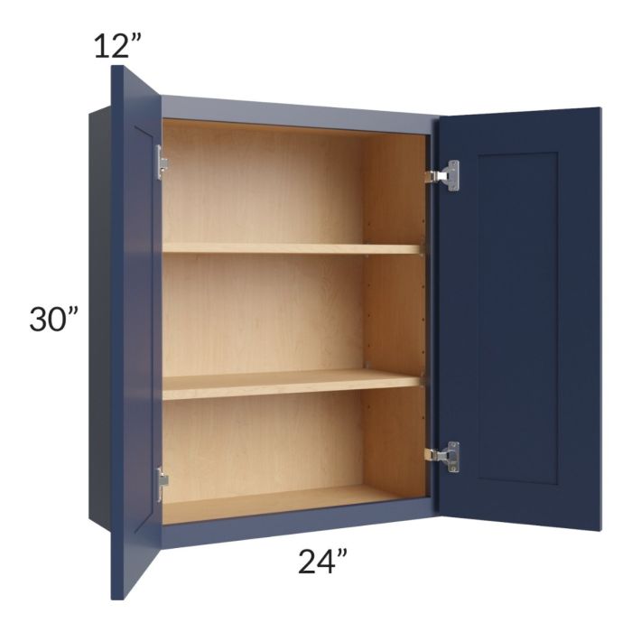 RTA Bayville Blue 24" x 30" Wall Cabinet with 2 Decorative End Panels