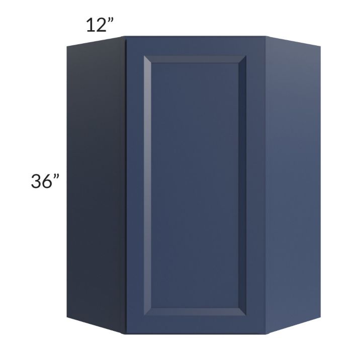 RTA Bayville Blue 24" x 36" Diagonal Corner Wall Cabinet with 2 Decorative End Panels