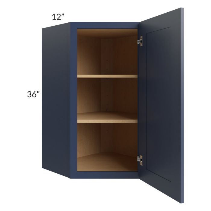 RTA Bayville Blue 24" x 36" Diagonal Corner Wall Cabinet with 2 Decorative End Panels