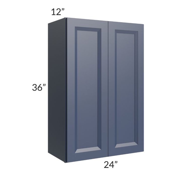 RTA Bayville Blue 24" x 36" Wall Cabinet with 2 Decorative End Panel