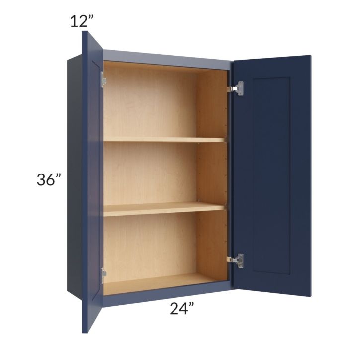 RTA Bayville Blue 24" x 36" Wall Cabinet with 2 Decorative End Panel