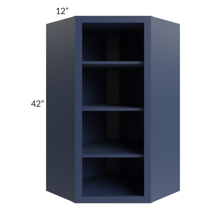 RTA Bayville Blue 24" x 42" Wall Diagonal Corner Open Cabinet with 1 Decorative End Panel