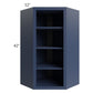 RTA Bayville Blue 24" x 42" Wall Diagonal Corner Open Cabinet with 2 Decorative End Panels