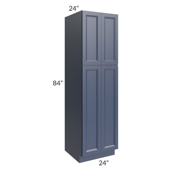 RTA Bayville Blue 24" x 84' Wall Pantry Cabinet with 2 Decorative End Panels and 2 Roll Out Trays