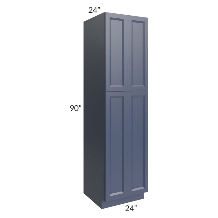 RTA Bayville Blue 24" x 90" Wall Pantry Cabinet with 1 Decorative End Panel