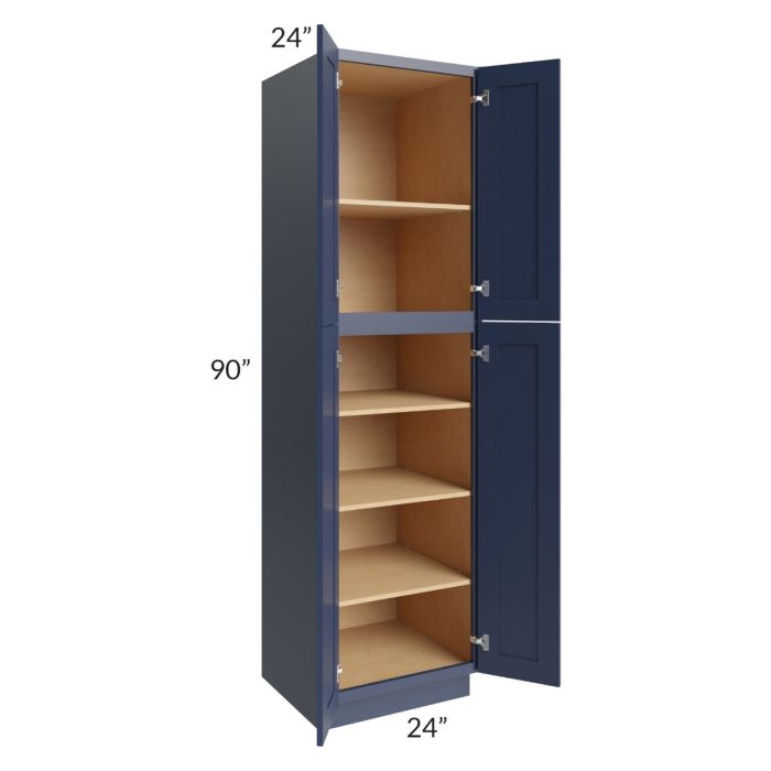 RTA Bayville Blue 24" x 90" Wall Pantry Cabinet with 1 Roll Out Tray