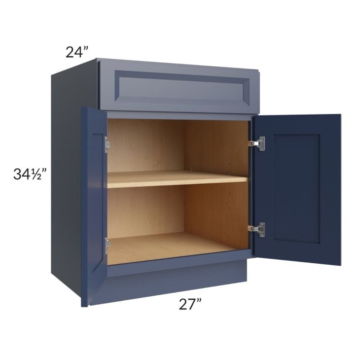RTA Bayville Blue 27" Base Cabinet with 2 Decorative End Panels