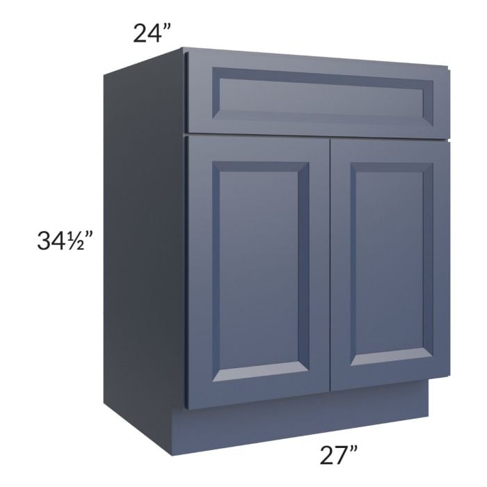 RTA Bayville Blue 27" Sink Base Cabinet with 1 Decorative End Panel