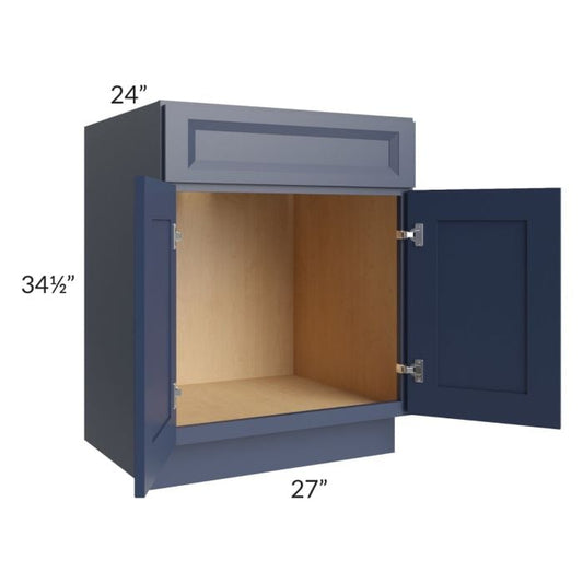 RTA Bayville Blue 27" Sink Base Cabinet with 1 Decorative End Panel