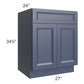 RTA Bayville Blue 27" Sink Base Cabinet with 2 Decorative End Panels