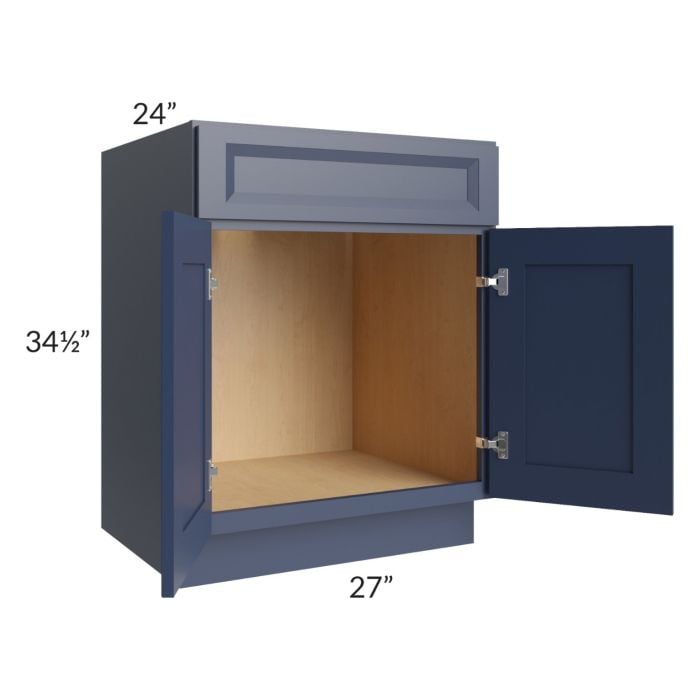 RTA Bayville Blue 27" Sink Base Cabinet with 2 Decorative End Panels