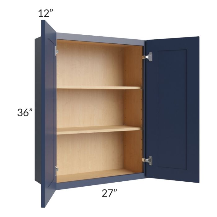 RTA Bayville Blue 27" x 36" Wall Cabinet with 1 Decorative End Panel