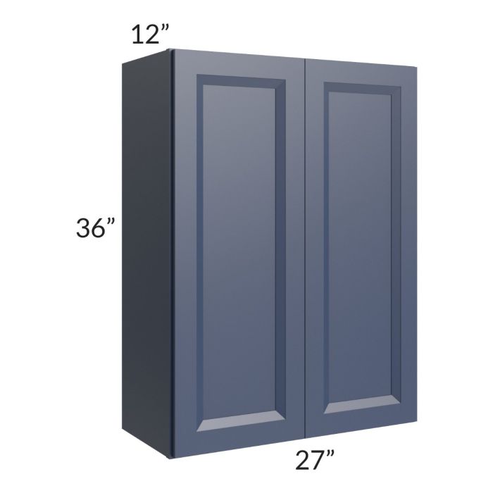 RTA Bayville Blue 27" x 36" Wall Cabinet with 2 Decorative End Panels