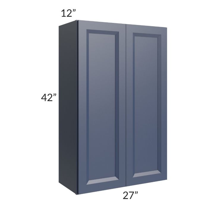 RTA Bayville Blue 27" x 42" Wall Cabinet with 1 Decorative End Panel'