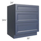 RTA Bayville Blue 30" 3-Drawer Base Cabinet with 2 Decorative End Panels