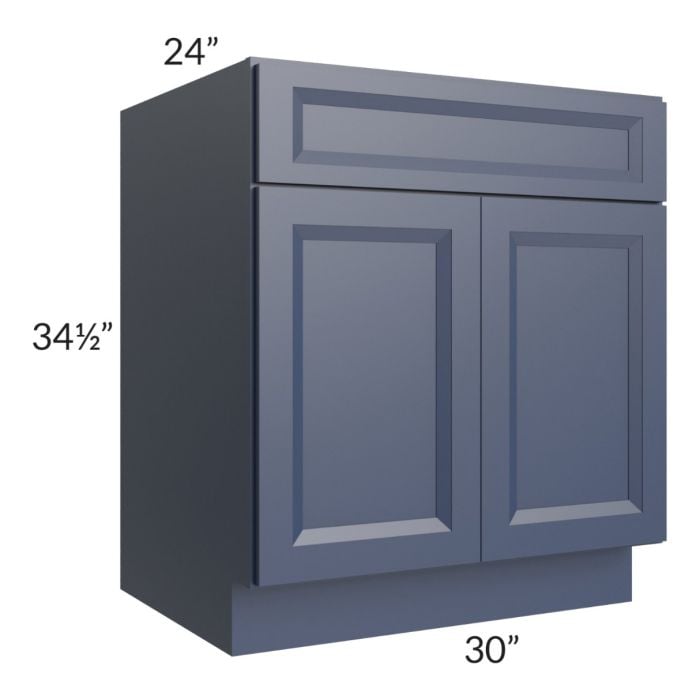 RTA Bayville Blue 30" Base Cabinet with 1 Decorative End Panel and 1 Roll Out Tray