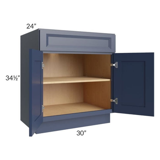 RTA Bayville Blue 30" Base Cabinet with 2 Decorative End Panels and 2 Roll Out Trays