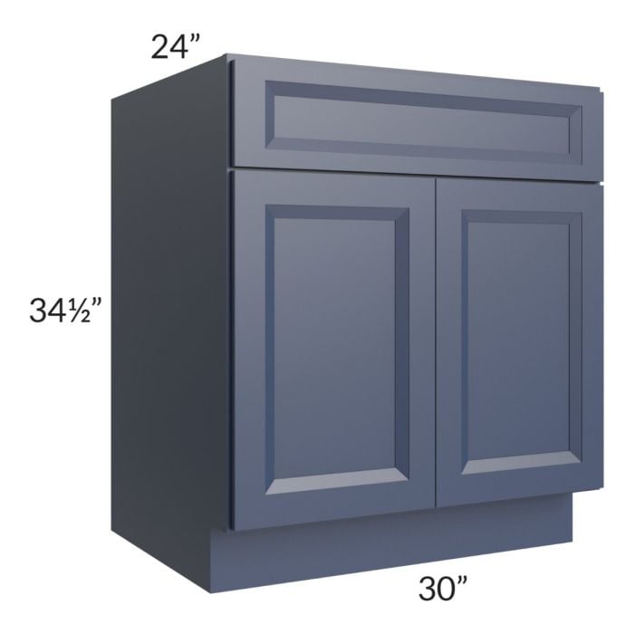 RTA Bayville Blue 30" Sink Base Cabinet with 1 Decorative End Panel