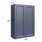 RTA Bayville Blue 30" x 42" Wall Cabinet with 1 Decorative End Panel