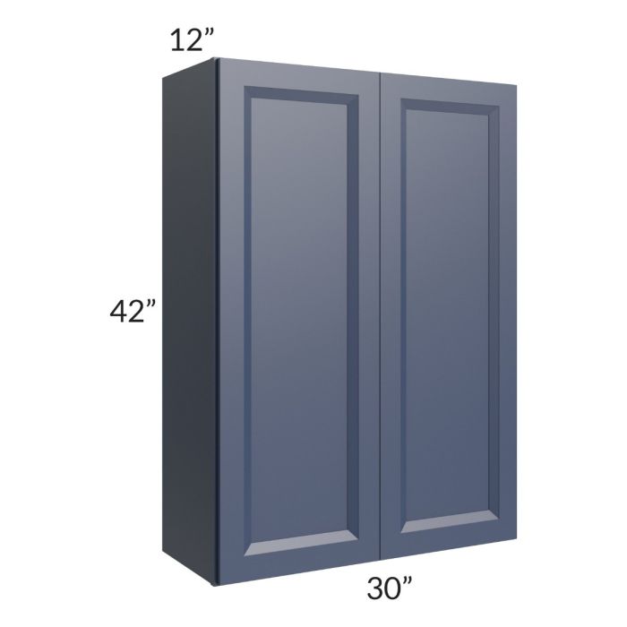 RTA Bayville Blue 30" x 42" Wall Cabinet with 2 Decorative End Panels