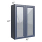 RTA Bayville Blue 30" x 42" Wall Glass Door Cabinet