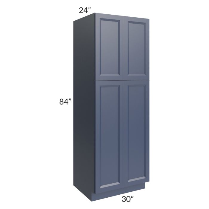RTA Bayville Blue 30" x 84" Wall Pantry Cabinet with 1 Roll Out Tray