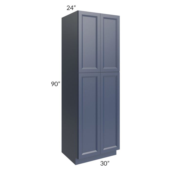 RTA Bayville Blue 30" x 90" Wall Pantry Cabinet with 1 Decorative End Panel
