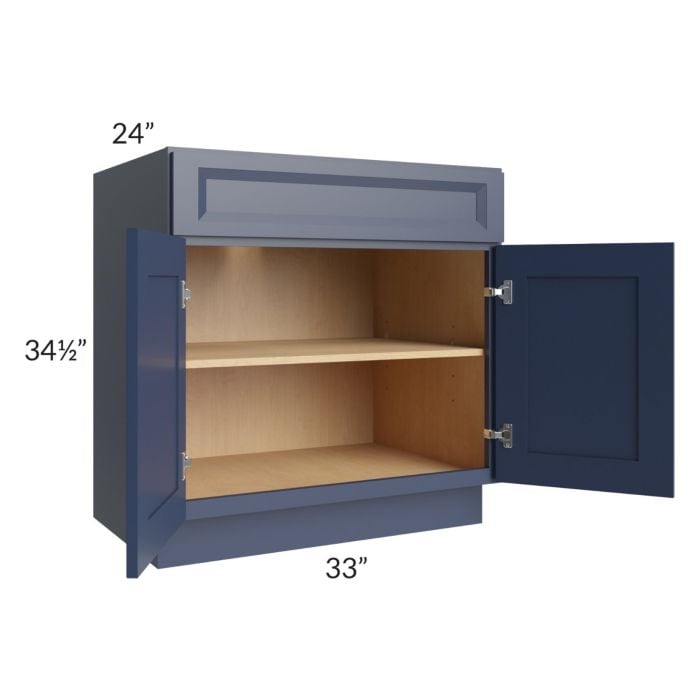 RTA Bayville Blue 33" Base Cabinet with 1 Decorative End Panel