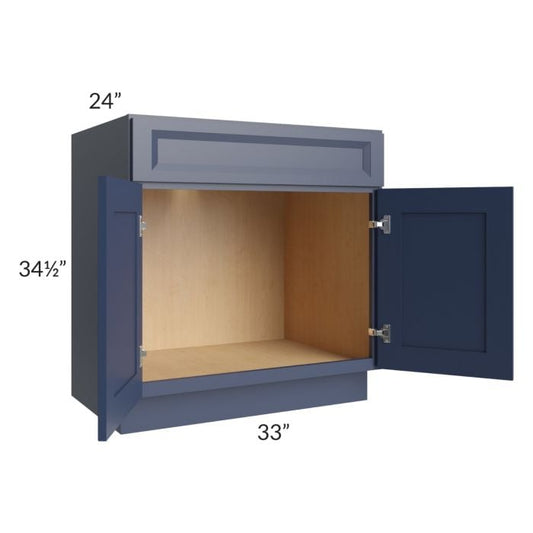 RTA Bayville Blue 33" Sink Base Cabinet with 2 Decorative End Panels