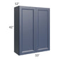 RTA Bayville Blue 33" x 42" Wall Cabinet with 2 Decorative End Panels